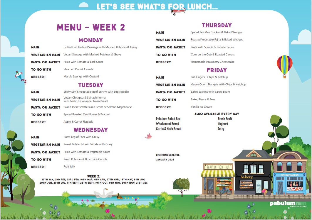 Week 2 menu Week 2 menu